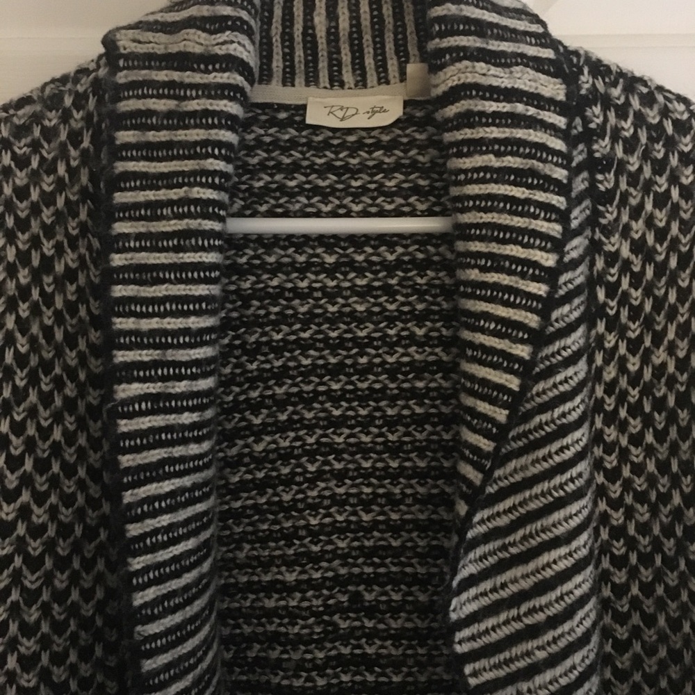 Black and white sweater coat